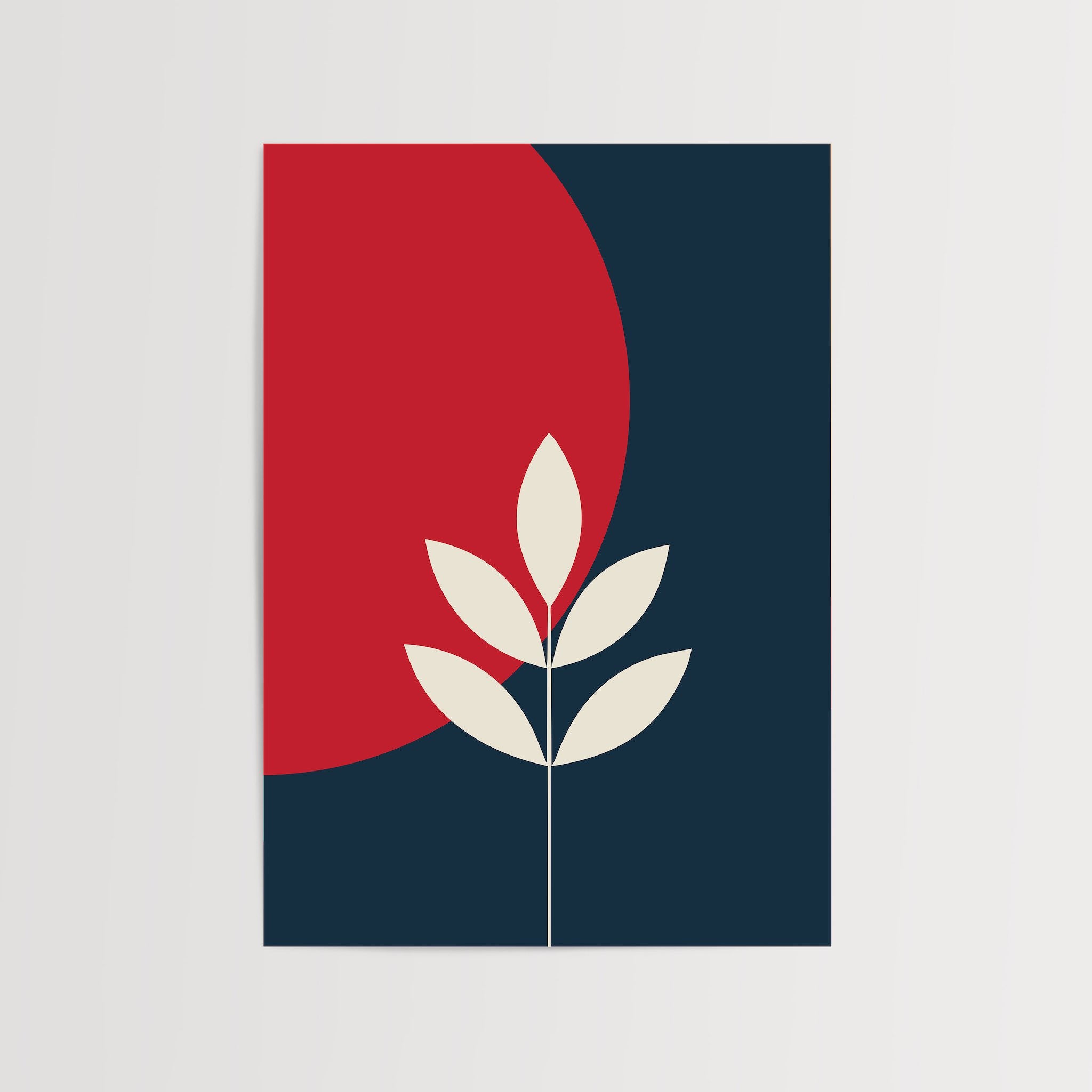 Minimalist plant art print with simple leaf design